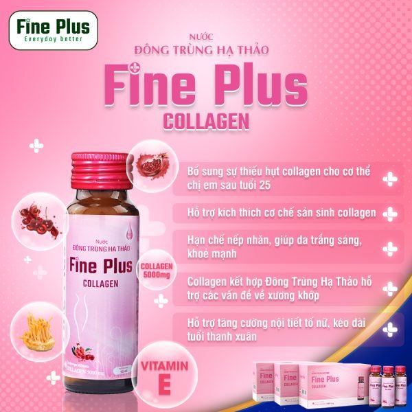 Nước Đông Trùng Hạ Thảo Fine Plus Collagen hỗ trợ cân bằng nội tiết tố nữ